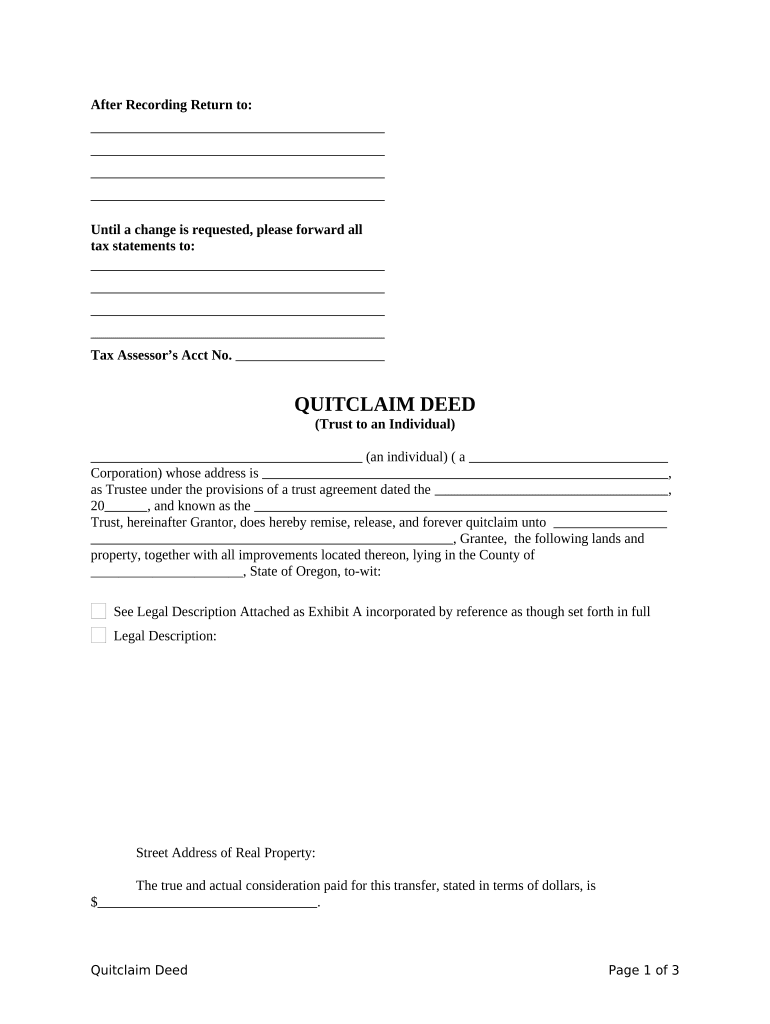 quitclaim deed to trust Preview on Page 1