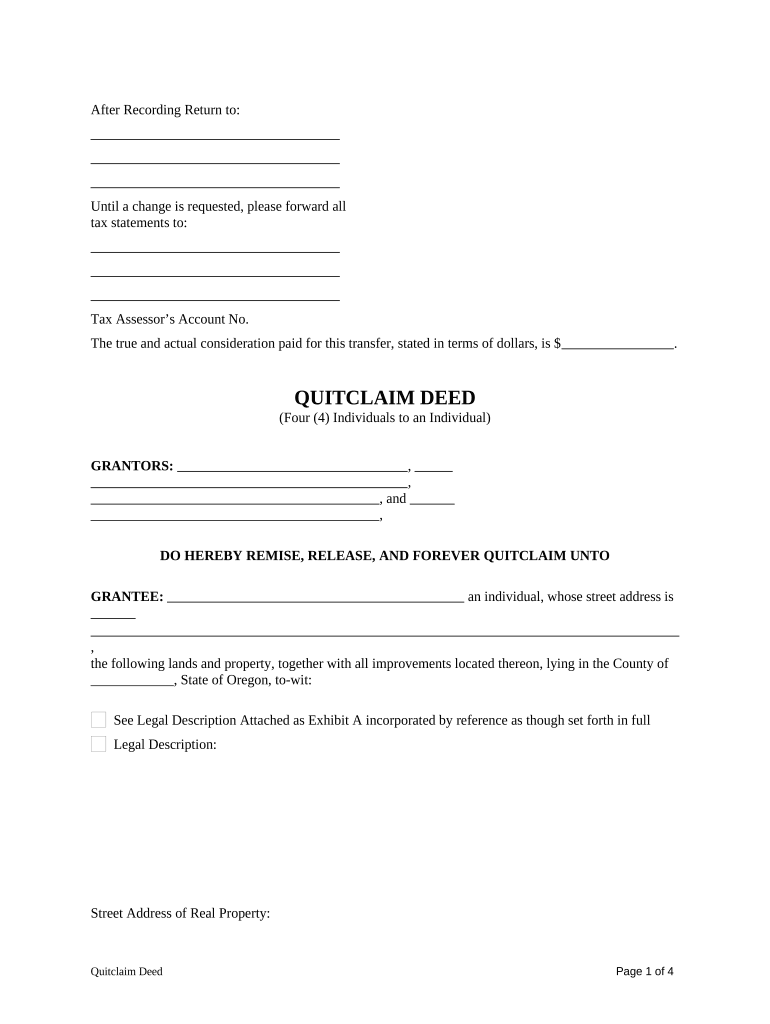 quit claim deed Preview on Page 1