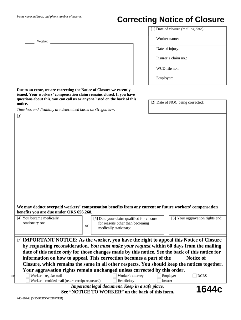 oregon notice form Preview on Page 1