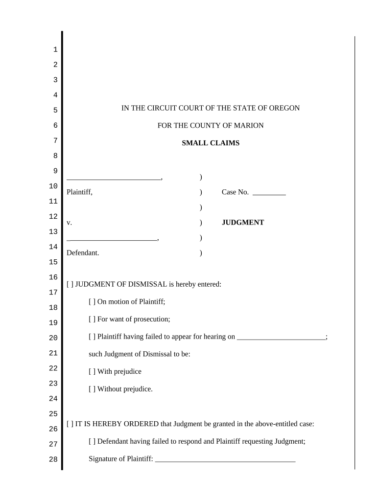 Oregon Small Claims Doc Template PdfFiller