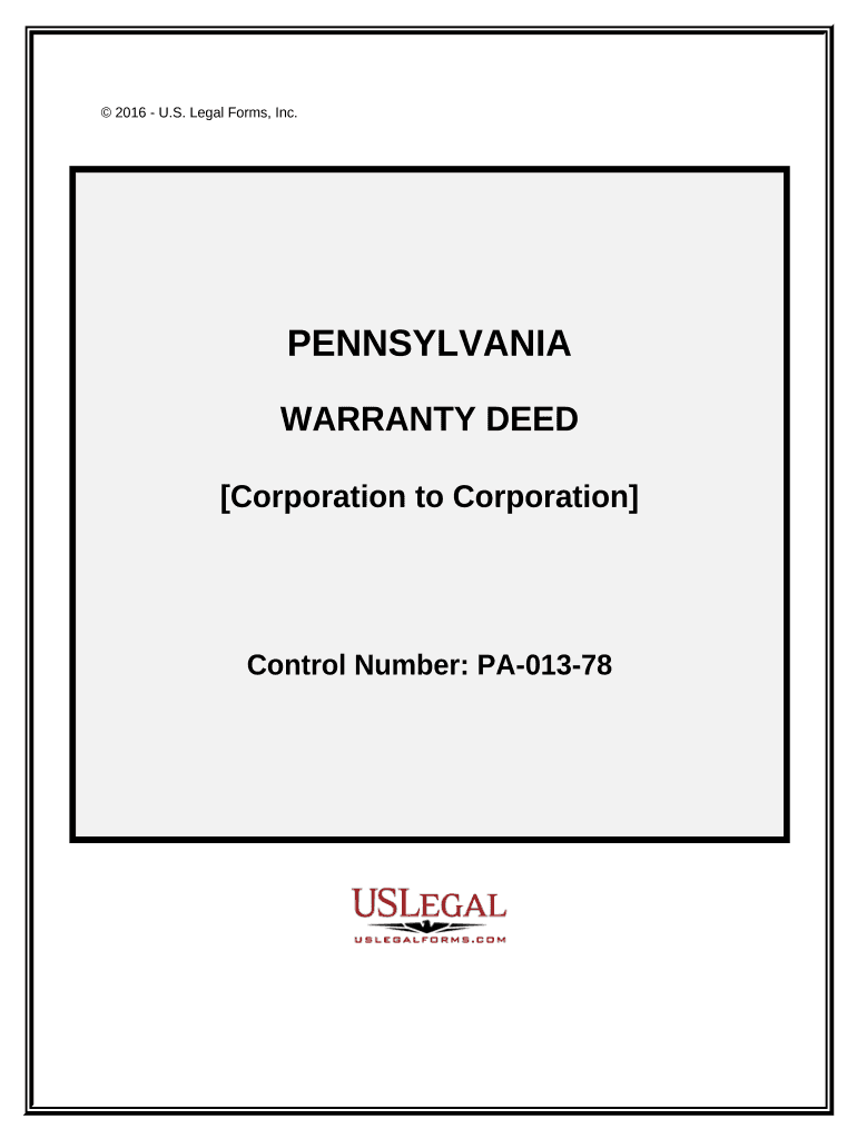 Warranty Deed from Corporation to Corporation - Pennsylvania Preview on Page 1