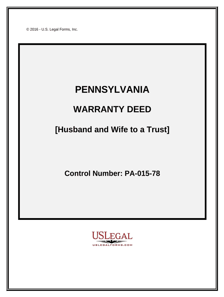 Warranty Deed from Husband and Wife to a Trust - Pennsylvania Preview on Page 1