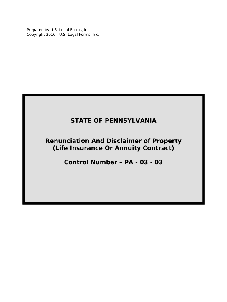 pennsylvania disclaimer of inheritance form Preview on Page 1.