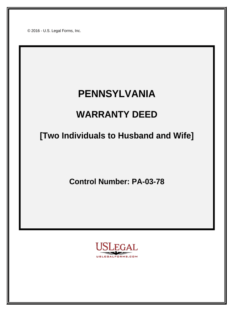 Warranty Deed from two Individuals to Husband and Wife - Pennsylvania Preview on Page 1