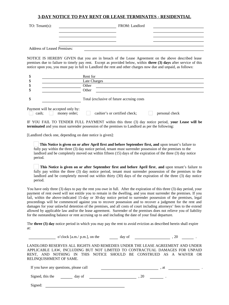 3 day notice to pay rent Preview on Page 1