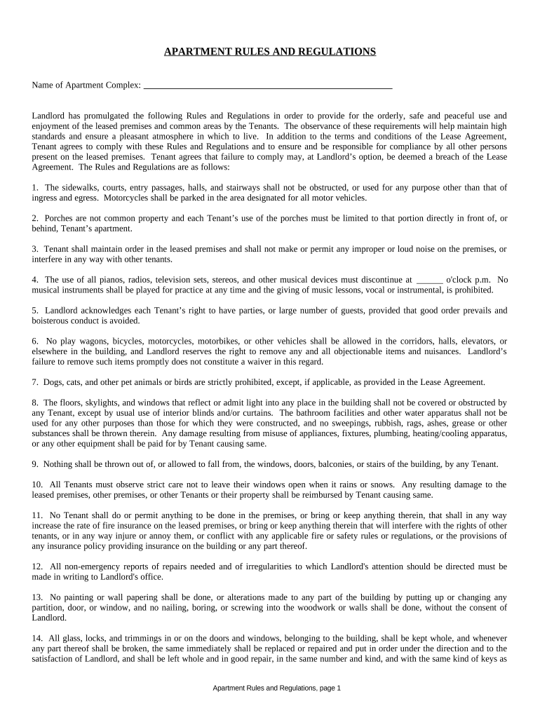apartment rules Preview on Page 1