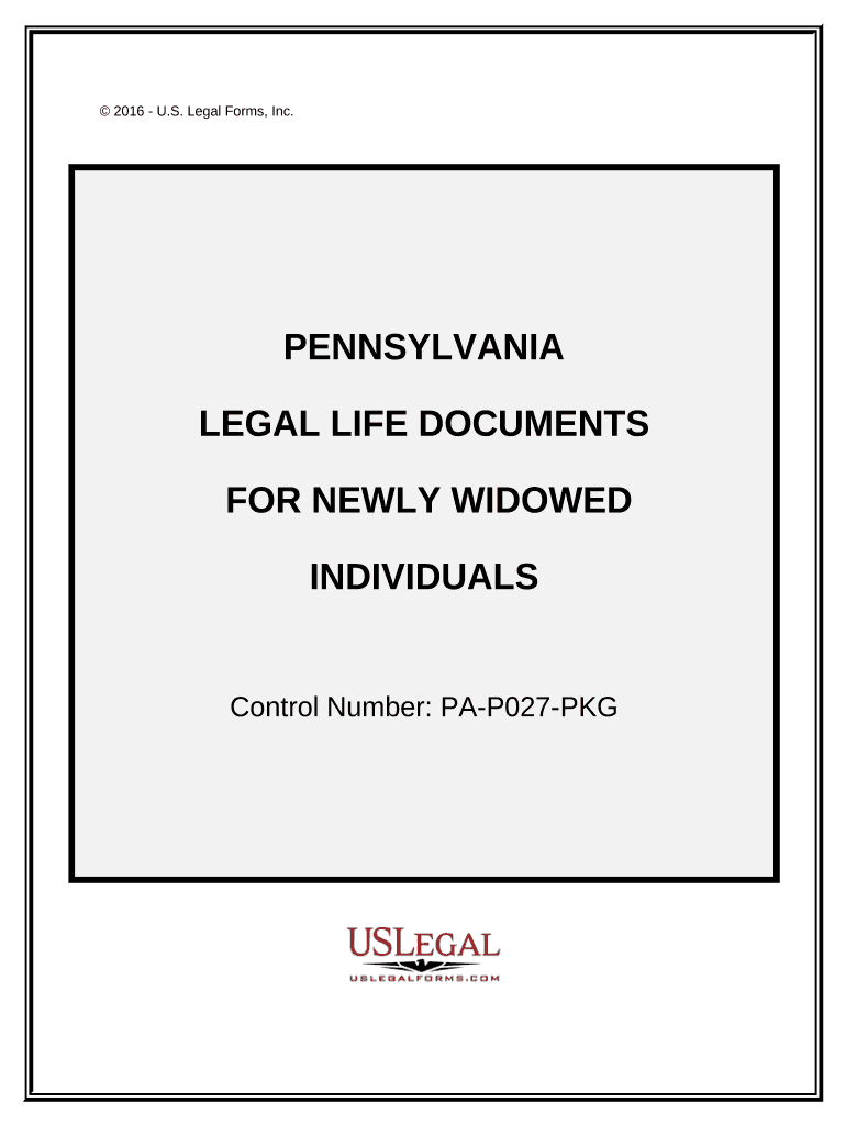 Newly Widowed Individuals Package - Pennsylvania Preview on Page 1.