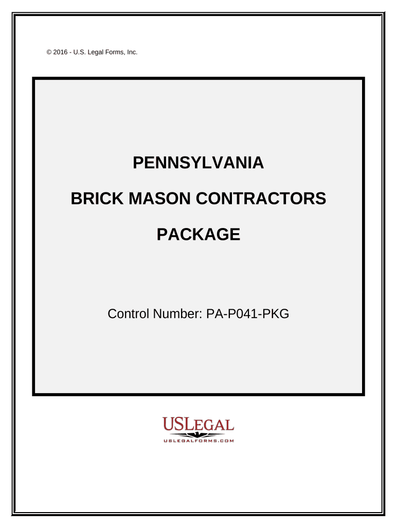 Brick Mason Contractor Package - Pennsylvania Preview on Page 1