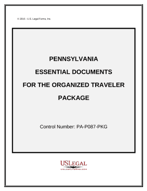Pennsylvania Essential Documents for the Organized Traveler Package