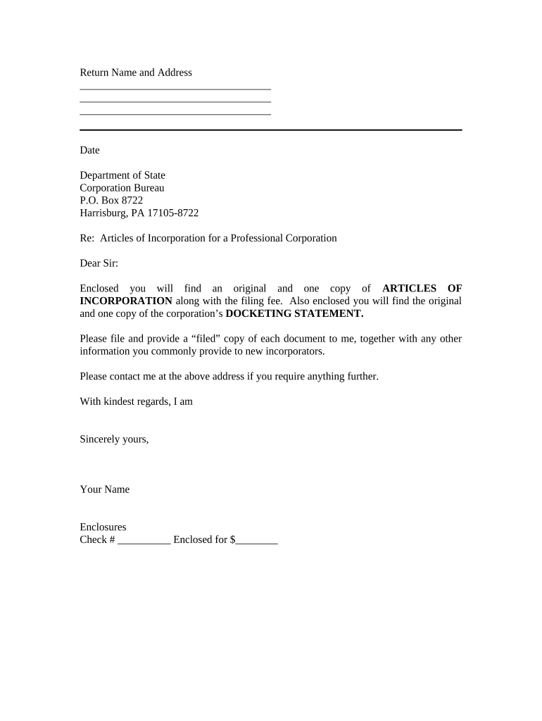 articles of incorporation pa example Preview on Page 1