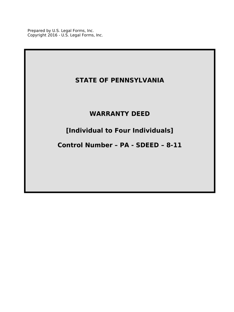 Warranty Deed from Individual to Four Individuals - Pennsylvania Preview on Page 1