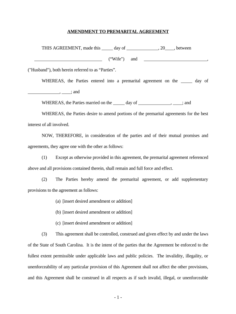 south carolina prenuptial agreement Preview on Page 1