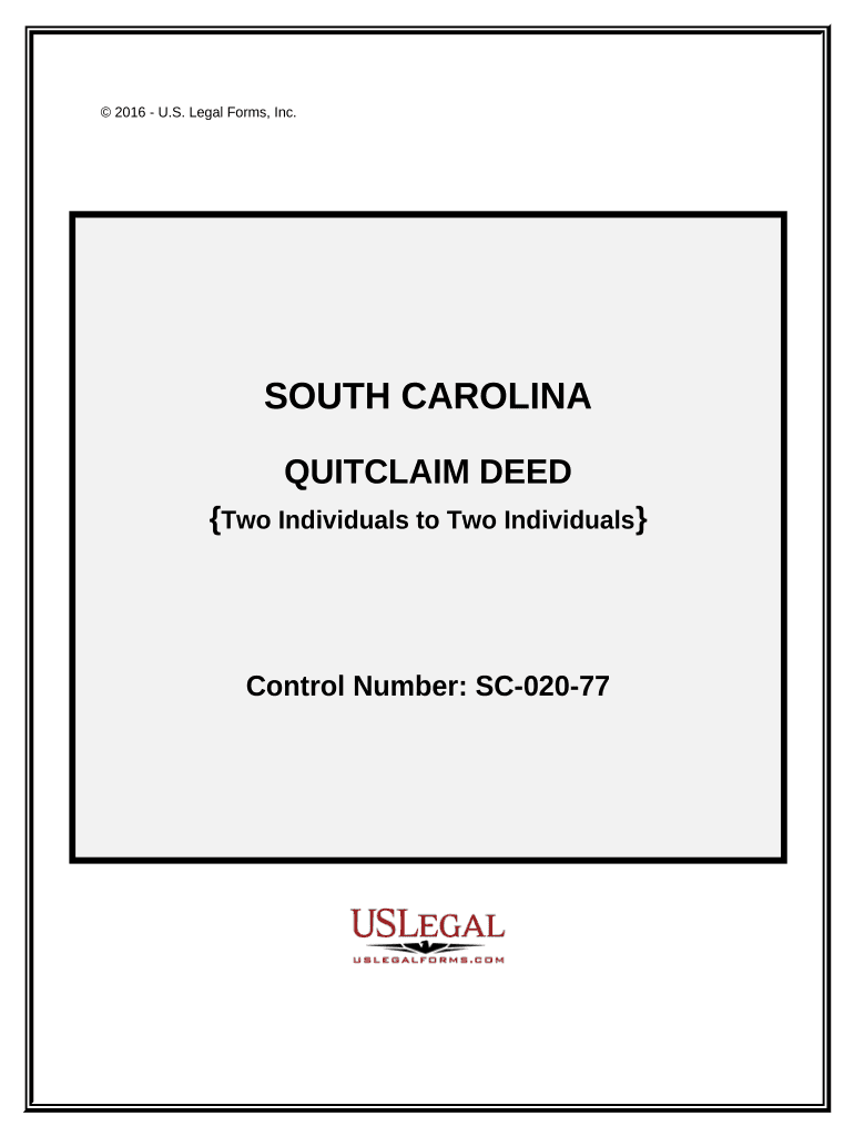 Quitclaim Deed - Two Individuals to Two Individuals - South Carolina Preview on Page 1