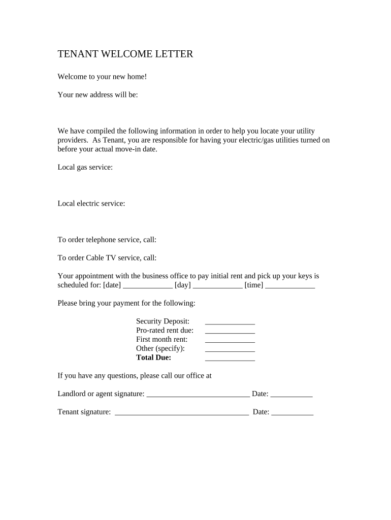 commercial tenant welcome letter Preview on Page 1