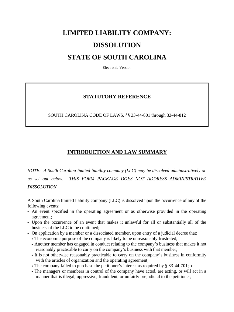 How to dissolve an llc in south carolina Fill out & sign online DocHub