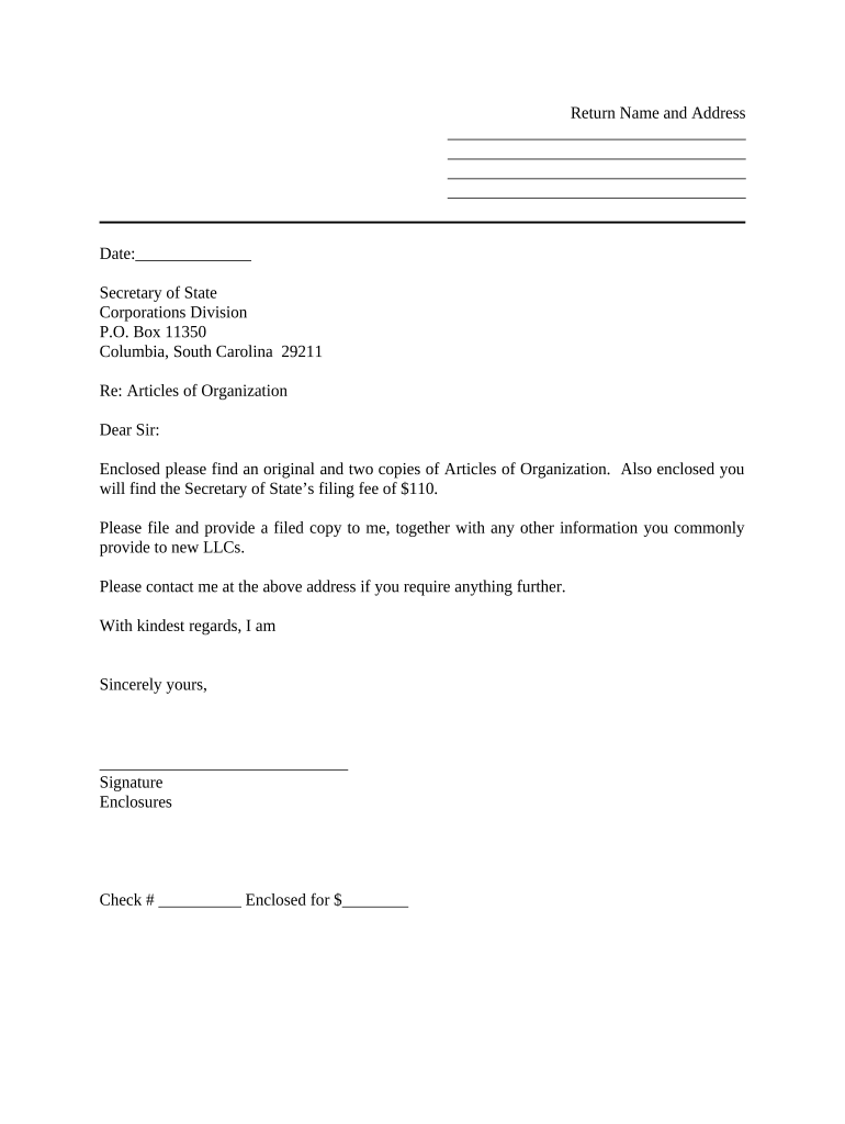 sc articles of organization Preview on Page 1
