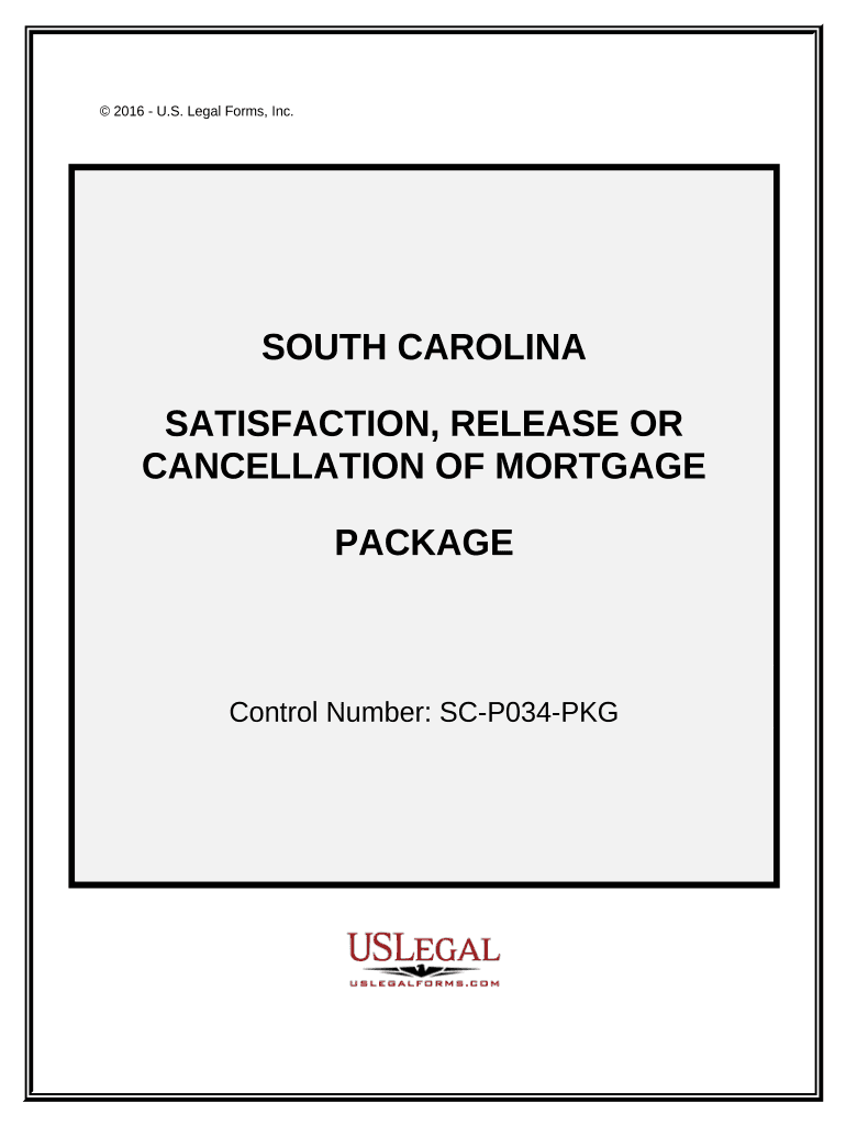 Satisfaction, Cancellation or Release of Mortgage Package - South Carolina Preview on Page 1.