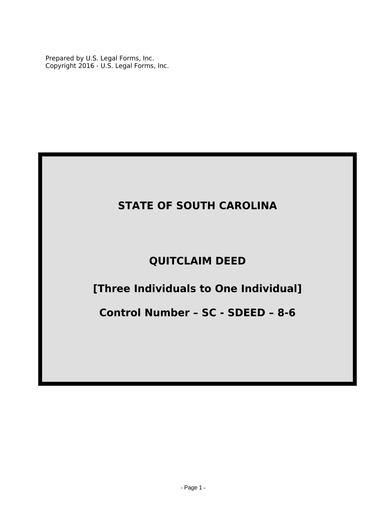 cost of quit claim deed in south carolina Preview on Page 1