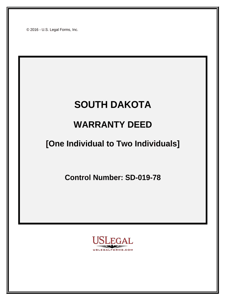 Warranty Deed - One Individual to Two Individuals - South Dakota Preview on Page 1