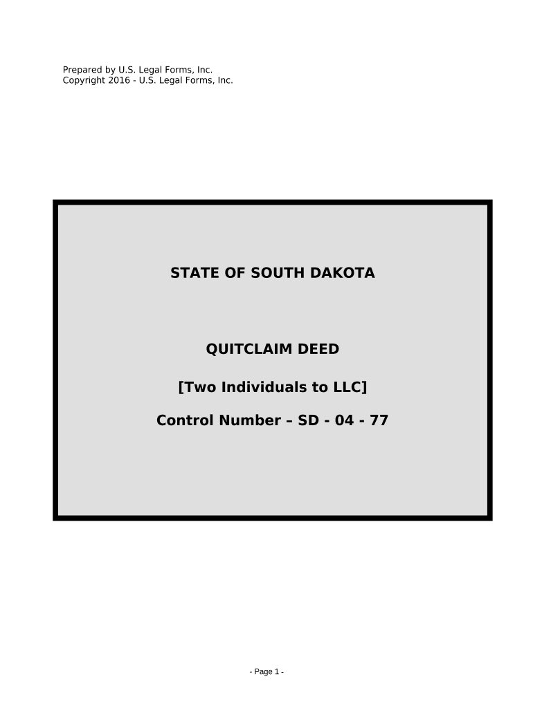 Quitclaim Deed by Two Individuals to LLC - South Dakota Preview on Page 1