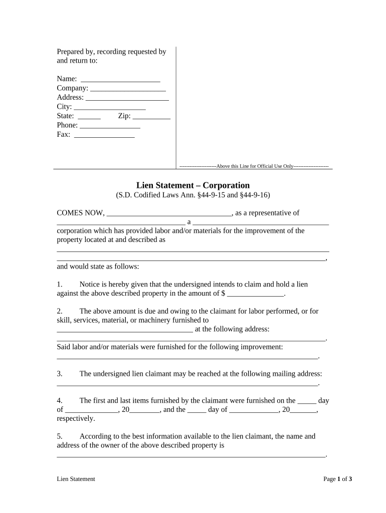 south dakota lien Preview on Page 1