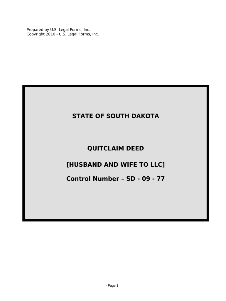 Quitclaim Deed from Husband and Wife to LLC - South Dakota Preview on Page 1