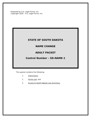 South Dakota Name Change Instructions and Forms Package for an Adult