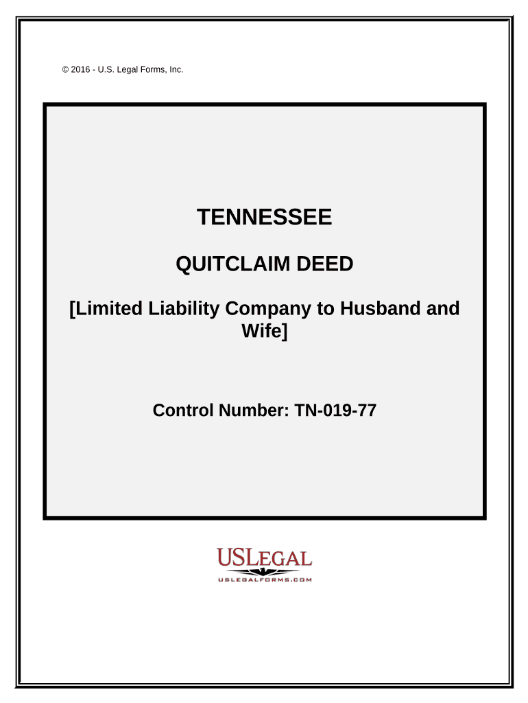 Quitclaim Deed - Limited Liability Company to Husband and Wife - Tennessee Preview on Page 1.