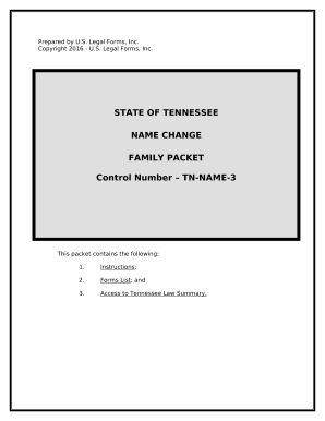 Name Change Instructions and Forms Package for a Family - Tennessee