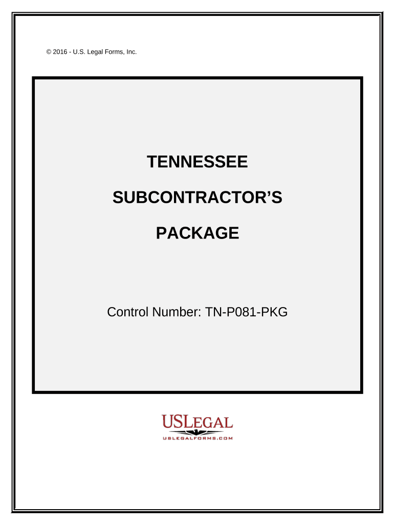 Subcontractors Package - Tennessee Preview on Page 1