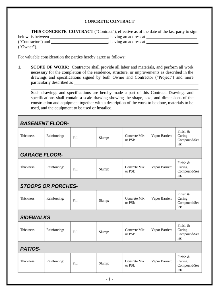 concrete contract Preview on Page 1