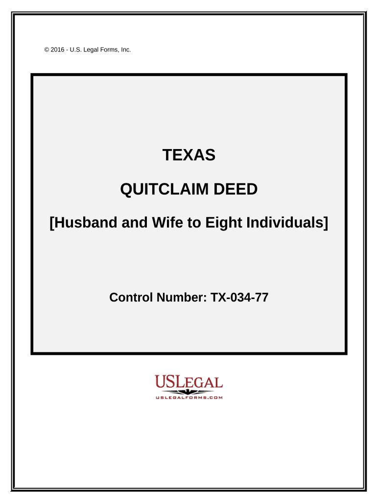 Quitclaim Deed from Husband and Wife to Eight Individuals - Texas Preview on Page 1