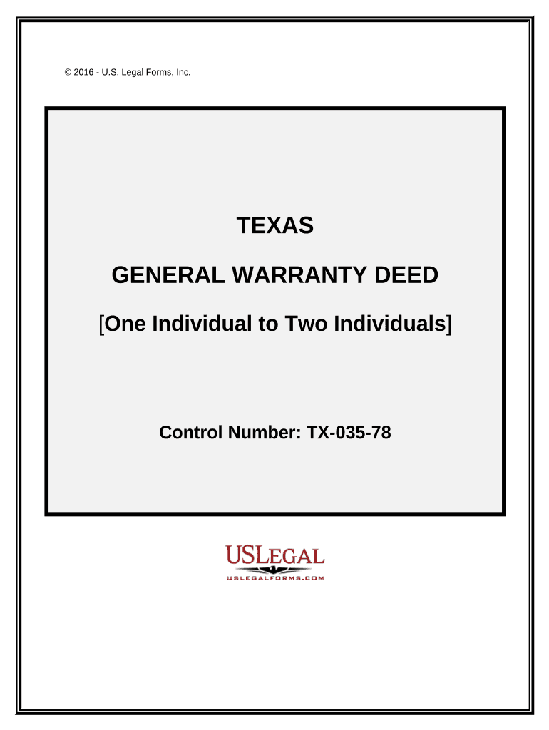 Warranty Deed - One Individual to Two Individuals - Texas Preview on Page 1