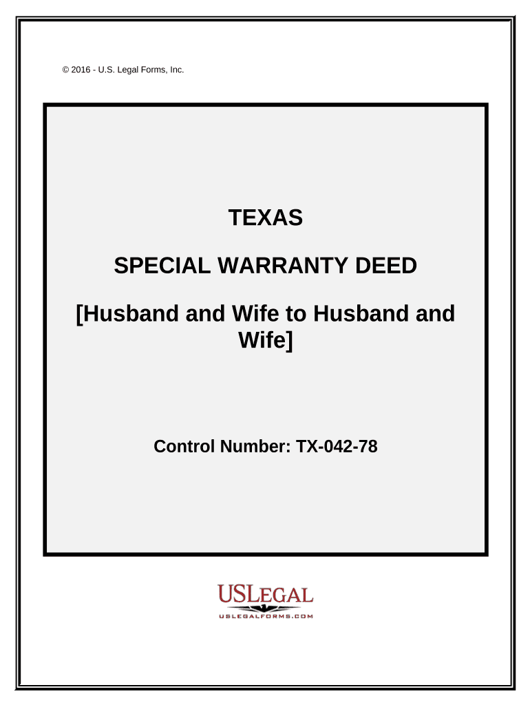 Special Warranty Deed - Husband and Wife to Husband and Wife - Texas Preview on Page 1
