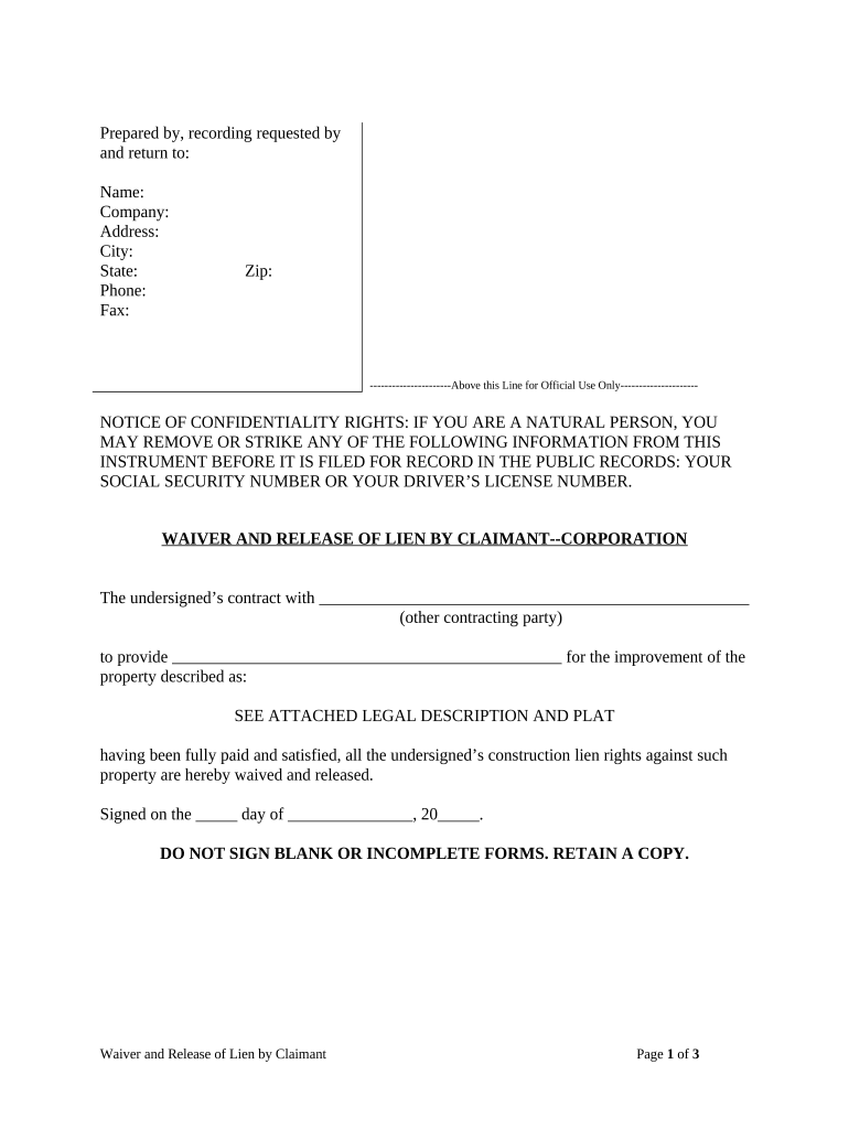 texas lien form Preview on Page 1