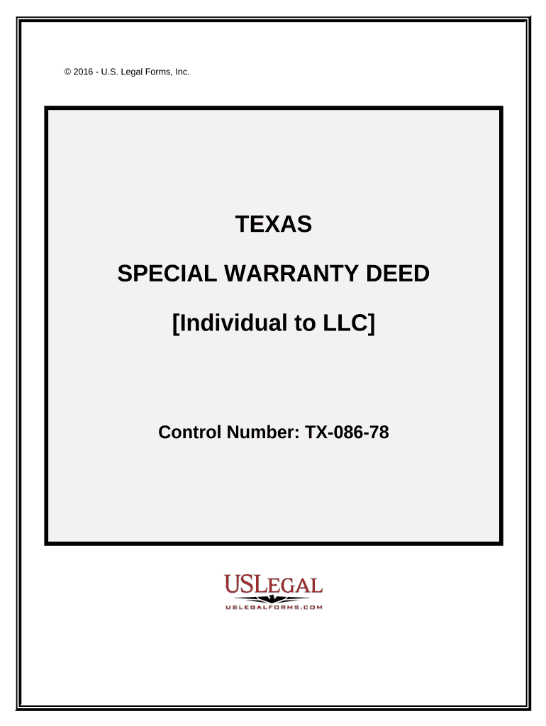 Special Warranty Deed - Individual to LLC - Texas Preview on Page 1