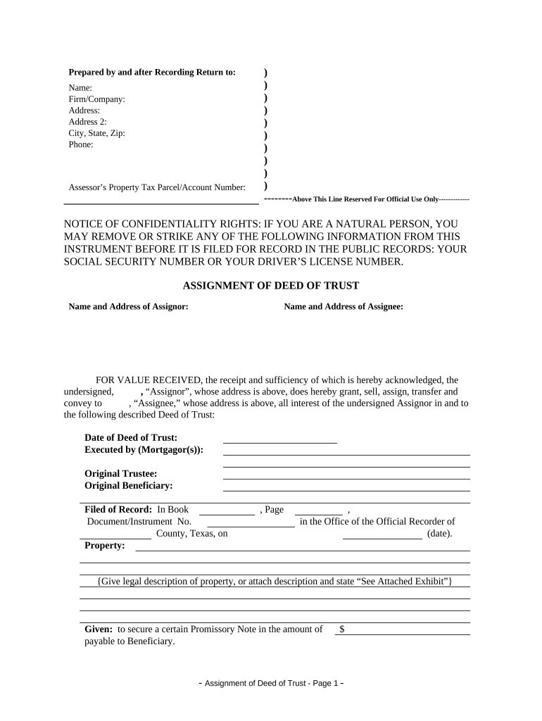 deed of assignment sample Preview on Page 1