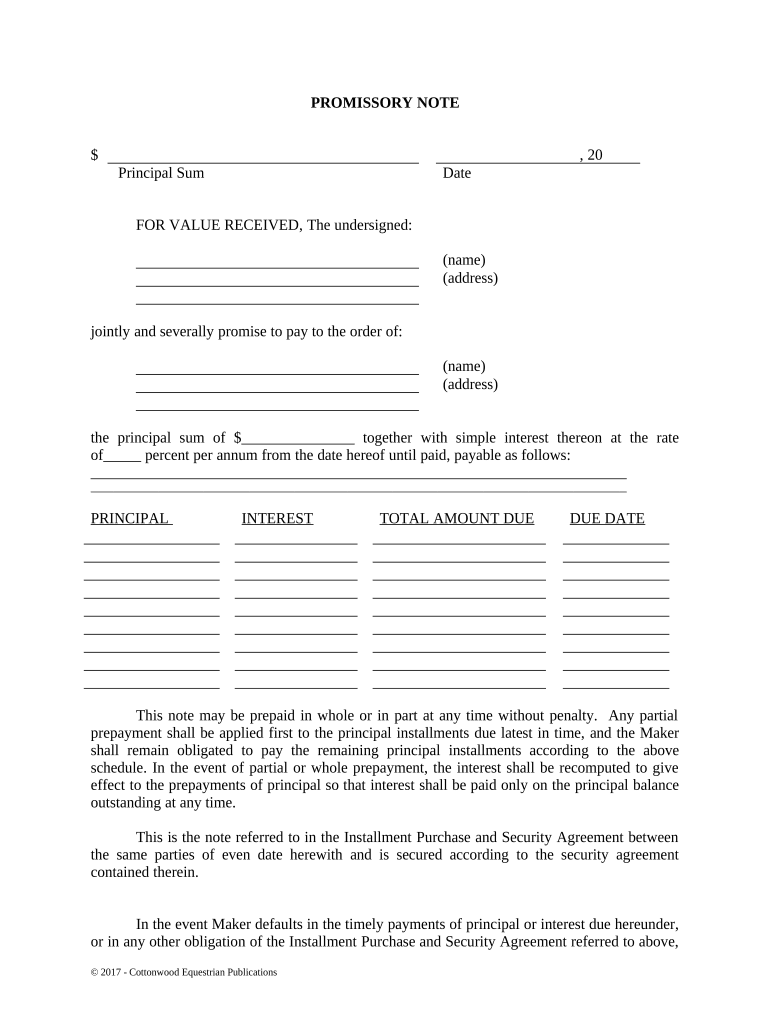 Promissory Note Real Estate Template