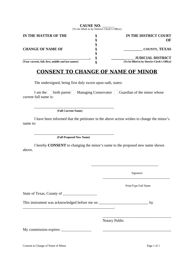 Texas Change Name Fill Out Sign Online DocHub