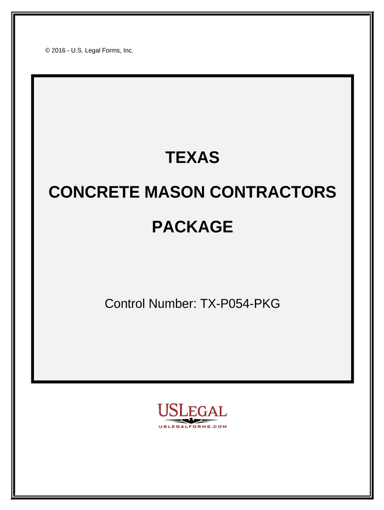 Concrete Mason Contractor Package - Texas Preview on Page 1