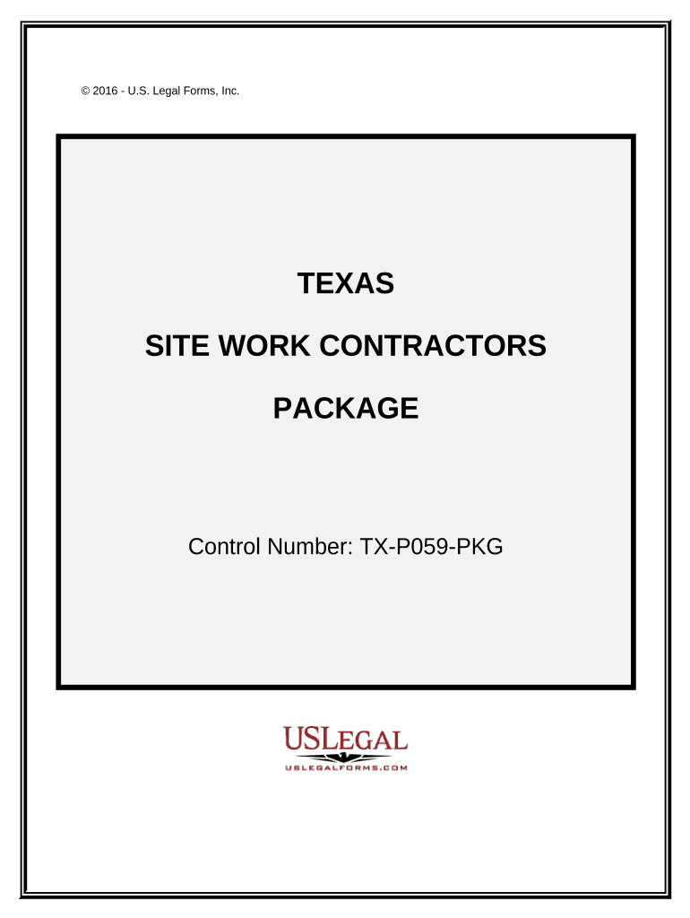 Site Work Contractor Package - Texas Preview on Page 1.