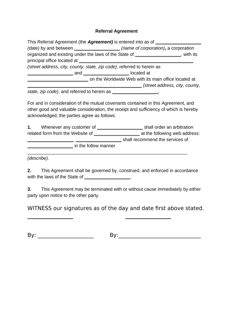 referral agreement template Preview on Page 1