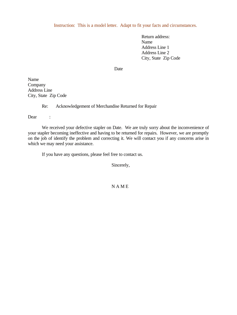 Sample Letter Returned Doc Template PdfFiller
