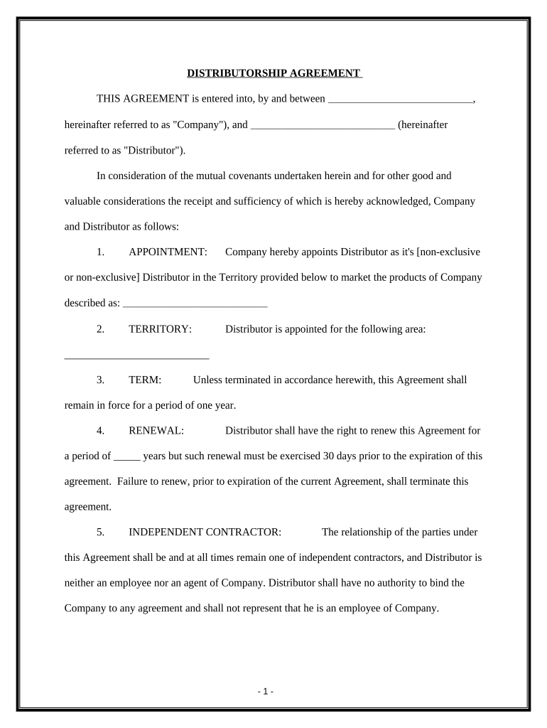 sample agreement between manufacturer and distributor pdf Preview on Page 1