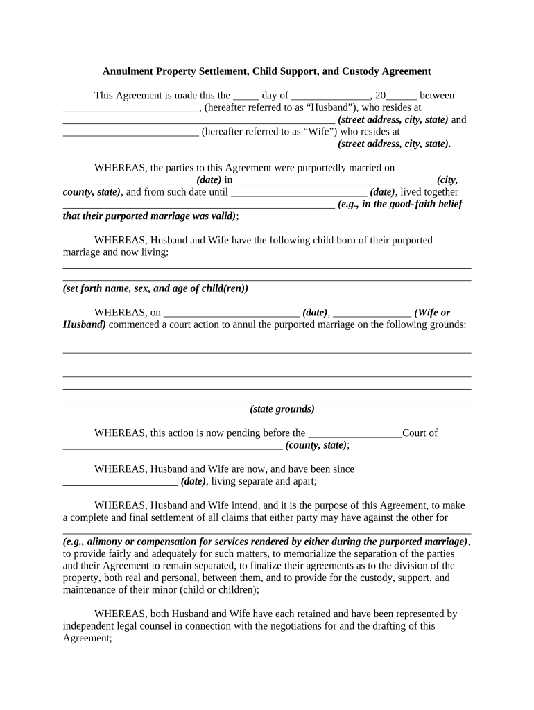 annulment agreement Preview on Page 1.