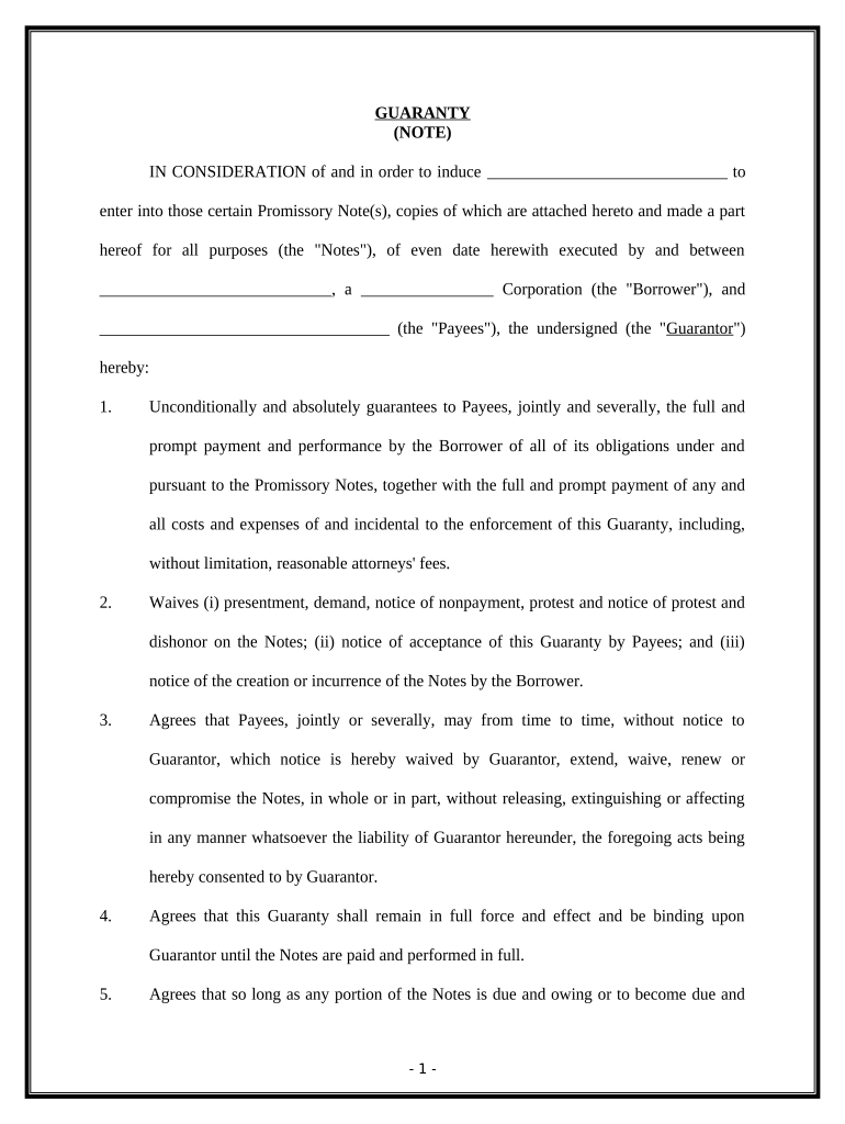 promissory note corporate Preview on Page 1