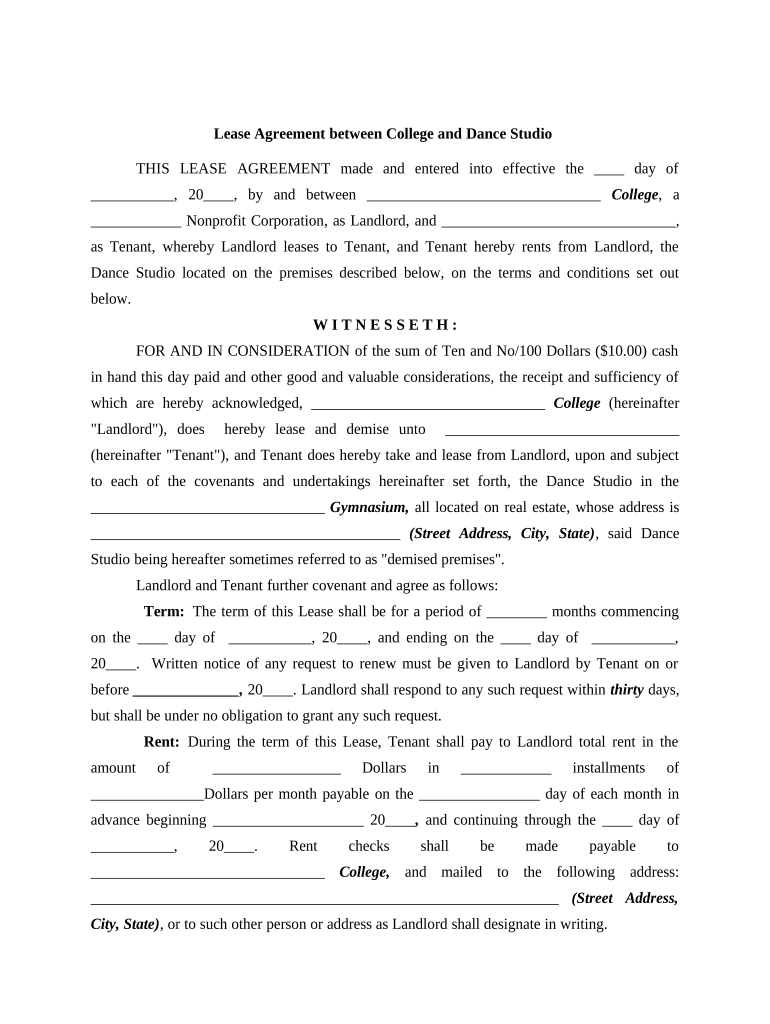 lease agreement rental Preview on Page 1