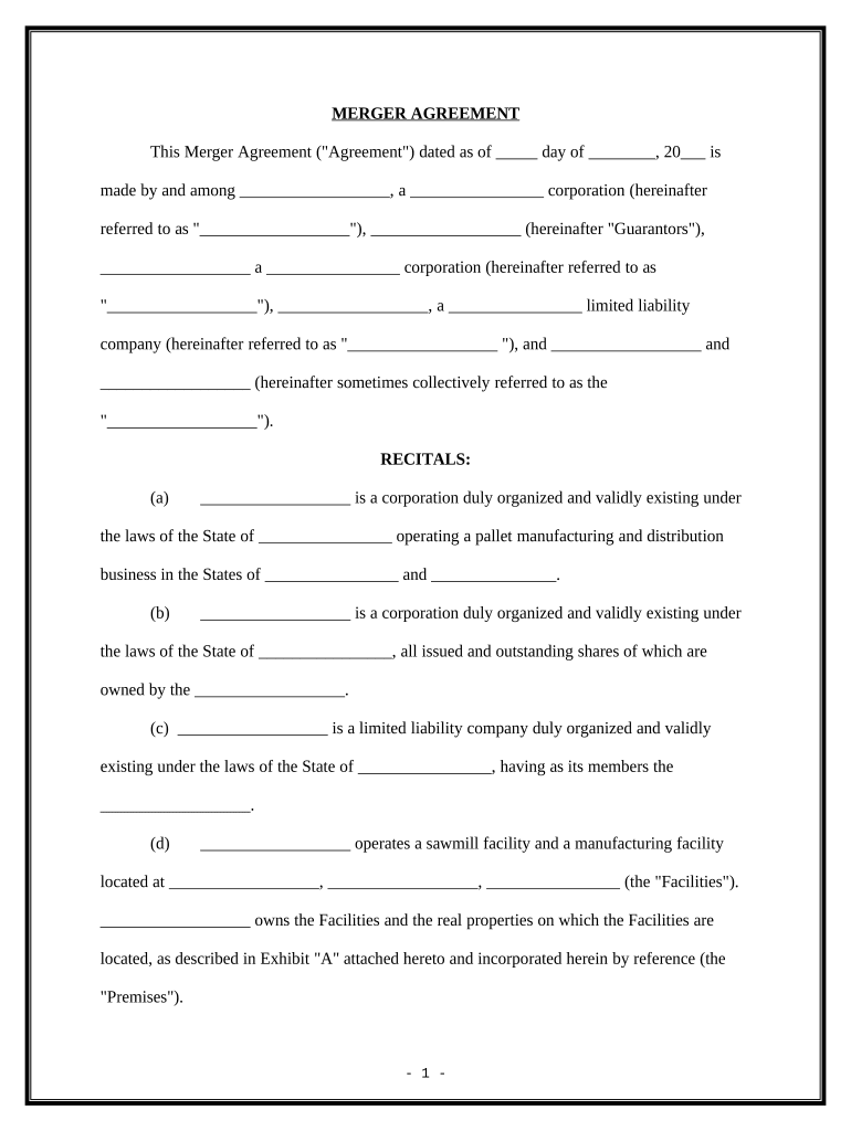Merger Agreement Sample Doc Template PdfFiller
