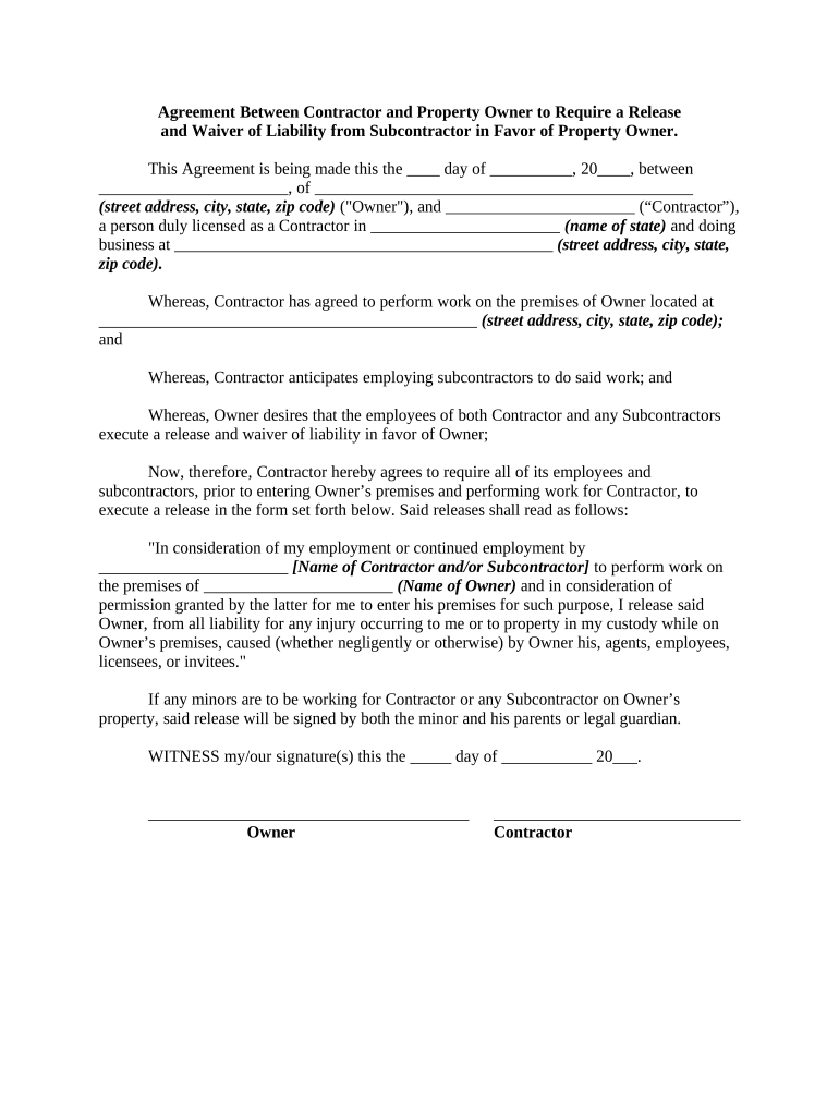 waiver subcontractor Preview on Page 1