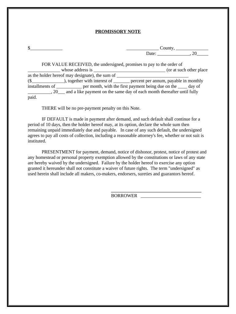 sample promissory note for installment payment Preview on Page 1